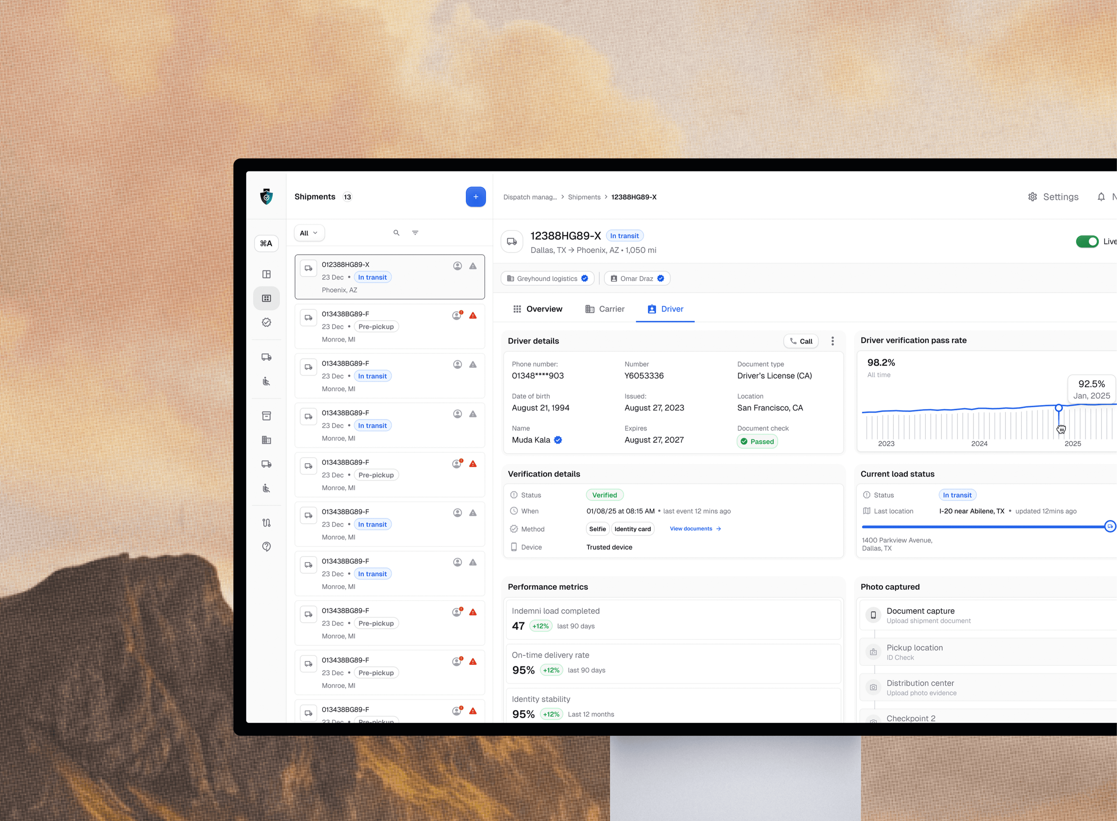 Indemni shipments dashboard
